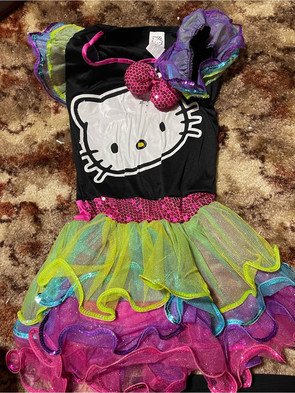 Only Black Hello Kitty Neon Rainbow Tutu Dress with Pink Sequin Bow